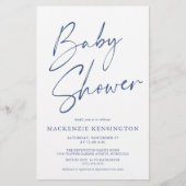 Budget Blue Simple Script Baby Boy Dusche FLYER (Vorne)
