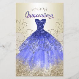Budget Blue Sparkle Dress Quinceañera Einladung