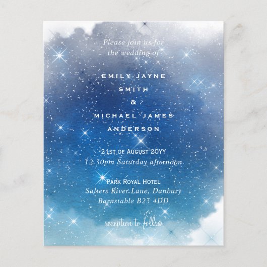 Budget Blue Starry Nights Twinkle Stars Hochzeit (Vorderseite)