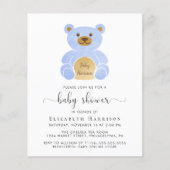 Budget Blue Teddy Bear Baby Boy Dusche Einladung (Vorderseite)