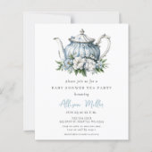 Budget Blue Tee Party Boy Baby Dusche Einladung (Vorderseite)