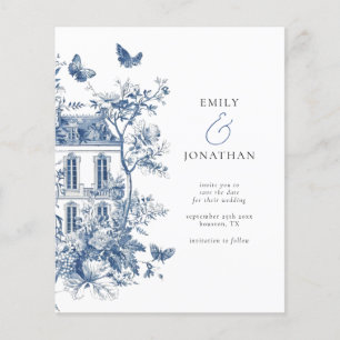 Budget Blue Toile De Jouy QR Hochzeit speichern Da
