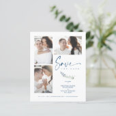 Budget Blue Trendy Branches Wedding 3 Fotos (Stehend Vorderseite)