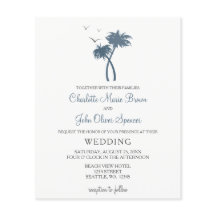 Budget Blue Tropical Palm Tree Hochzeiten Einladun