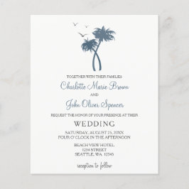 Budget Blue Tropical Palm Tree Hochzeiten Einladun