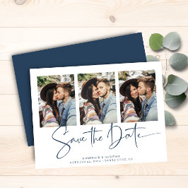 Budget Blue Typografy Wedding Save the Date