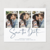 Budget Blue Typografy Wedding Save the Date (Vorderseite)