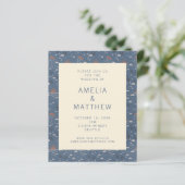 Budget Blue und Rust Boho Nature Wedding Einladung (Stehend Vorderseite)