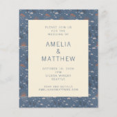 Budget Blue und Rust Boho Nature Wedding Einladung (Vorderseite)