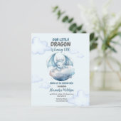 Budget Blue Watercolor Dragon Baby 1. Geburtstag (Stehend Vorderseite)