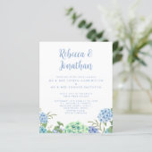 Budget Blue Watercolor Floral Wedding Einladung (Stehend Vorderseite)