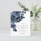 Budget Blue Watercolor Floral Wedding Einladung (Stehend Vorderseite)