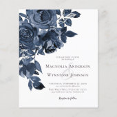 Budget Blue Watercolor Floral Wedding Einladung (Vorderseite)
