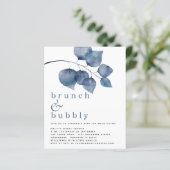 Budget Blue Watercolor Foliage Brautparty (Stehend Vorderseite)