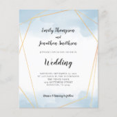 Budget Blue Watercolor Gold Geometric Wedding (Vorderseite)