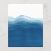 Budget Blue Watercolor Wave Wedding Einladung (Rückseite)