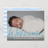 Budget Blue Welcome 1 Foto Baby Ankündigung (Vorne/Hinten)