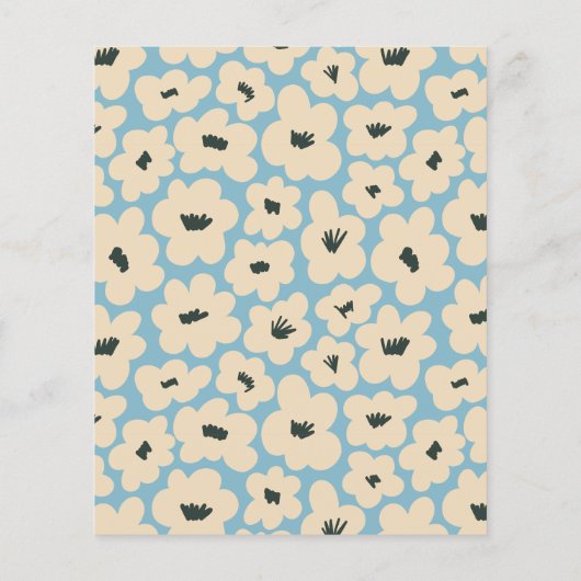 Budget Blue White Floral Bridal Dusche Einladung (Rückseite)