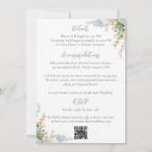 Budget Blue & White Floral Elegant Wedding Einladung (Rückseite)