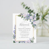 Budget Blue White Floral Pension Einladung (Stehend Vorderseite)