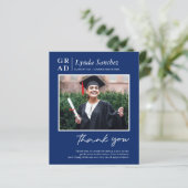 Budget Blue White Foto Abschluss Vielen Dank (Stehend Vorderseite)