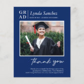 Budget Blue White Foto Abschluss Vielen Dank (Vorderseite)