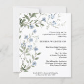 Budget Blue Wildblumen Abschluss Einladung (Vorderseite)