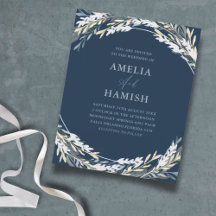 Budget Blue Winter Watercolor Foliage Wedding