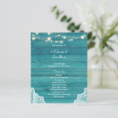 Budget Blue Wood, Lights, Lace Wedding Programm (Stehend Vorderseite)
