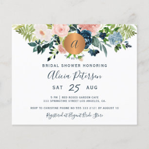 Budget-Blumen-Aquarell-Einladung zur Brautparty