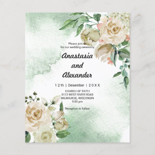 Budget-Blumen-Aquarell-Hochzeits-Einladung. Flyer