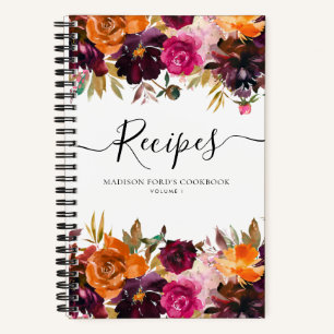 Budget-Blumen-Bordeaux-Gelb-Lila-Rosa-Rezept Notizblock