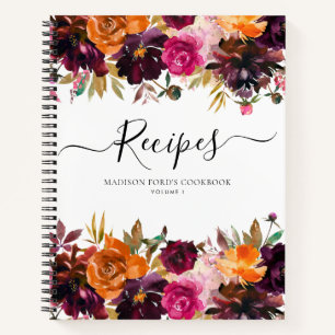 Budget-Blumen-Burgund-Rosa-Pink-Rezept Notizblock
