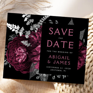 Budget-Blumen-Burgund-Silber Save-the-Date