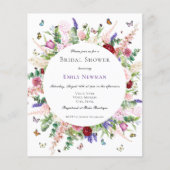Budget Blumen & Butterfly Bridal Dusche Einladung (Vorderseite)