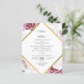 Budget-Blumen-Geometrie-Schrift Hochzeits-Einladun (Stehend Vorderseite)