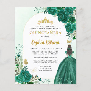 Budget Blumen Grün BILINGUAL Spanische Quinceanera