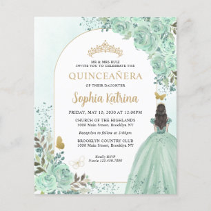 Budget Blumen Grün Gold Chic Prinzessin Quinceaner