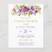 Budget Blumen Hochzeit Paar Dusche Einladung (Vorderseite)