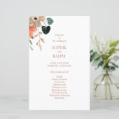 Budget-Blumen-Hochzeitsprogramm-Papierblatt (Stehend Vorderseite)