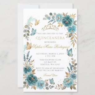 Budget-Blumen-Schmetterling Türkis Gold Quinceañer