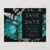 Budget-Blumen-Teal-Silber-QR-Code-Sparen Sie das D (Vorderseite)