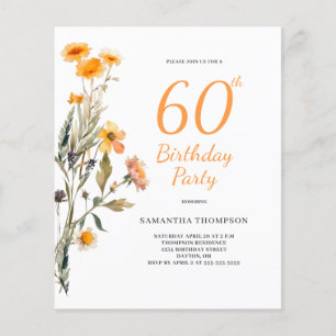 Budget-Blumen-Wildblumen-60.-Geburtstags-Einladung Flyer