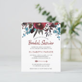 Budget Blumenburgund Brautdusche Einladungen (Stehend Vorderseite)