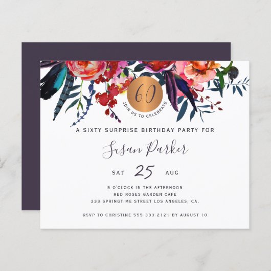 Budget Blumenchic 60. Geburtstagsfeier (Vorne/Hinten)