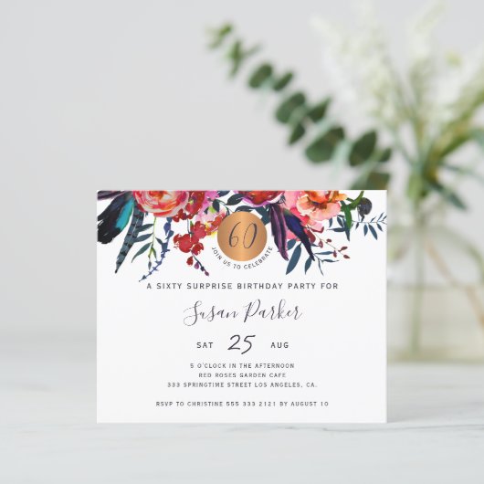 Budget Blumenchic 60. Geburtstagsfeier (Stehend Vorderseite)