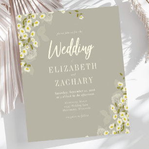 Budget Blumencreme Beige Hochzeitseinladung