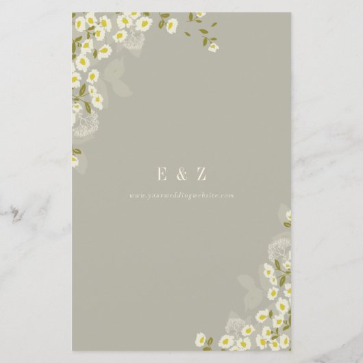 Budget Blumencreme Beige Hochzeitseinladung (Rückseite)