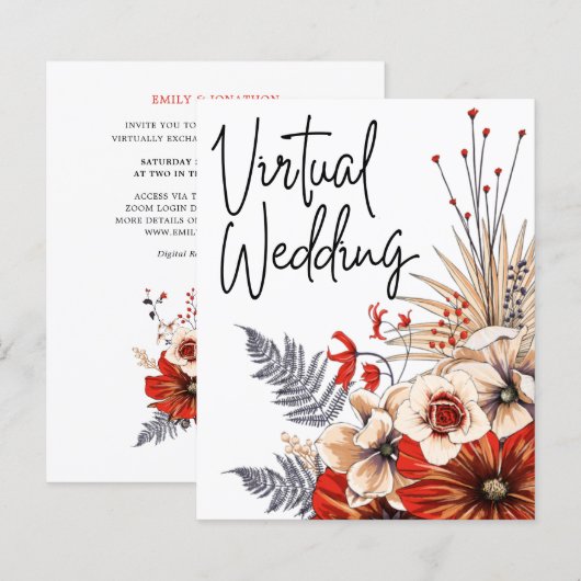 Budget Blumencreme Virtual Wedding Einladung (Vorne/Hinten)