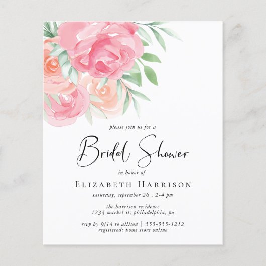 Budget Blumendusche Einladung (Vorderseite)